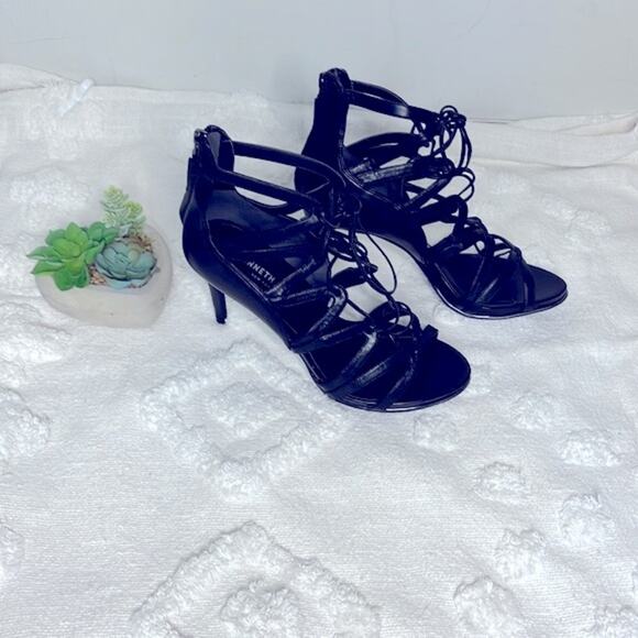 Kenneth Cole Black Caged Stiletto Heels Size 9.5 - Picture 6 of 12